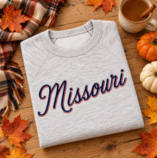 Embroidered Missouri Bella Canvas Sweatshirt